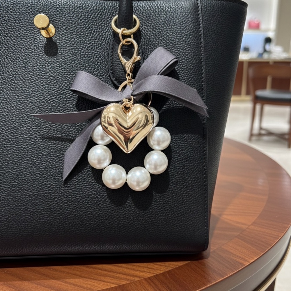 Enchante Pearl Heart key/purse charm NWT